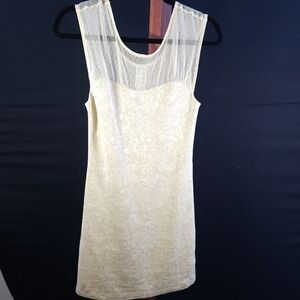 Free People Size Small Cream & Gold Dress